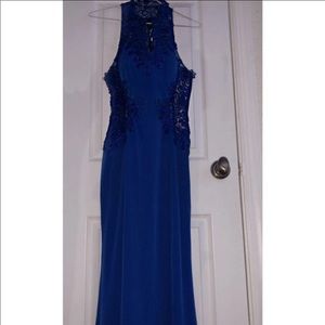 Stella Couture Dress- Royal Blue with lace accents Size 6